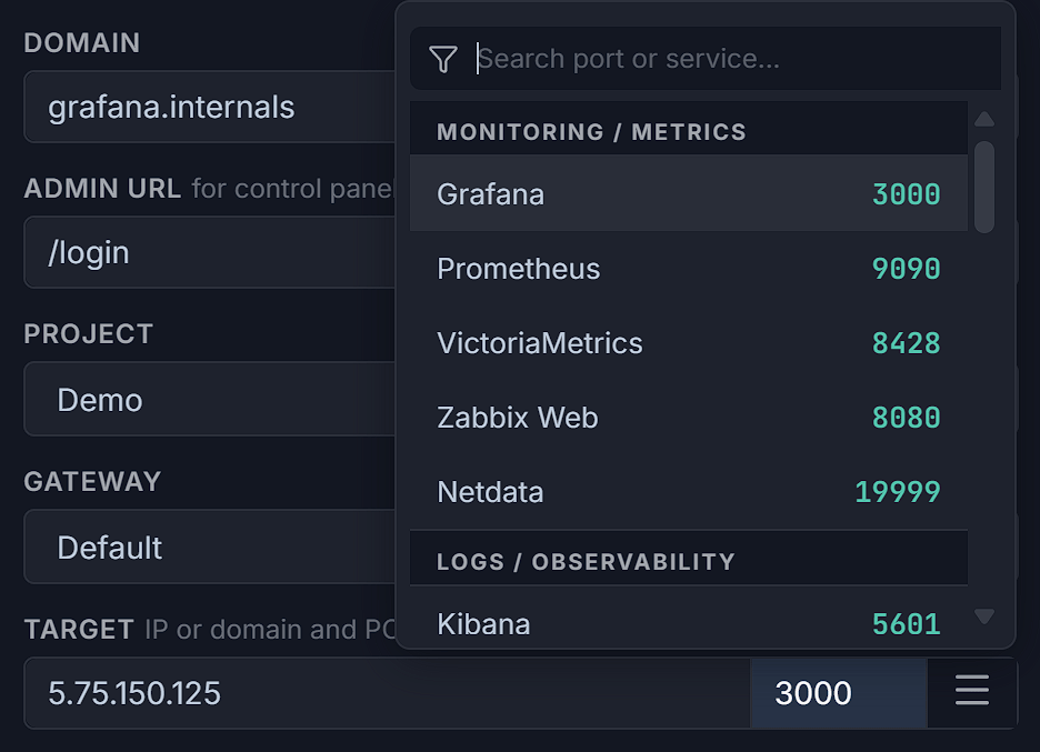 Доступ до grafana.internal з блискавичною швидкістю.